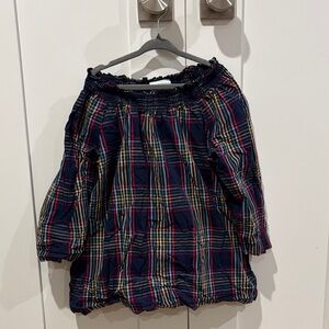 Hanna Andersson Navy Plaid Kids Blouse